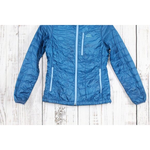 LL Bean PrimaLoft Packaway Hooded Jacket Bright Mariner Size XS - Picture 3 of 10